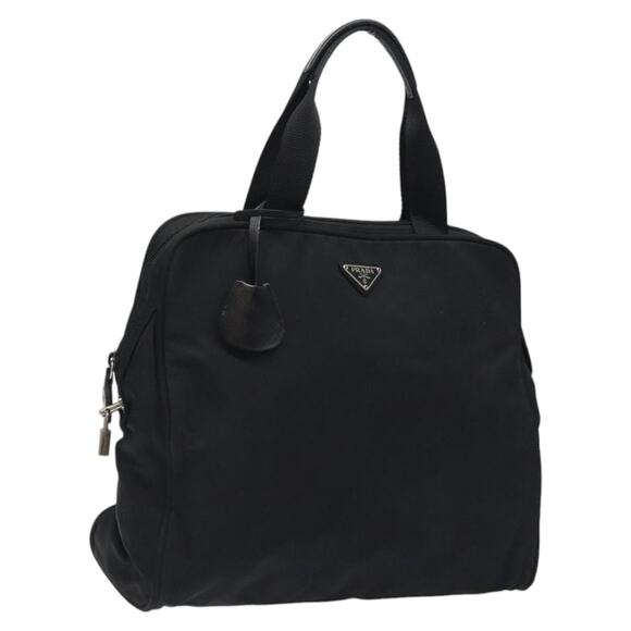 PRADA Hand Bag Nylon Black Silver - Picture 1 of 12